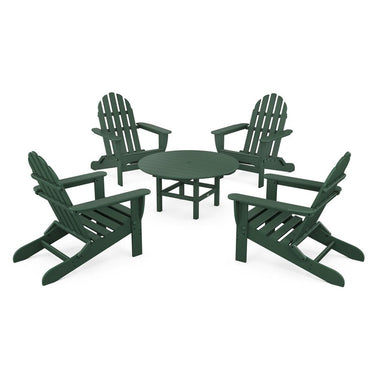 POLYWOOD Classic Folding Adirondack 5-Piece Conversation Group - Green